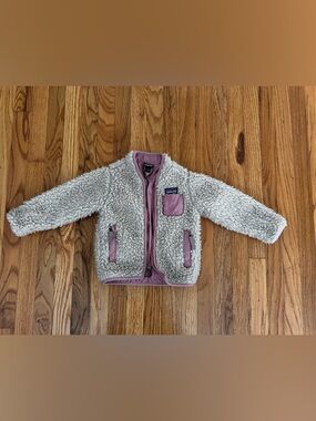 Patagonia Cream Sherpa Jacket with Mauve Trim